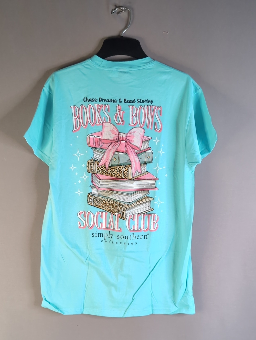 Assorted Sizes-Simply Southern Books & Bows Aqua T-Shirt-NWT - Picture 7 of 9
